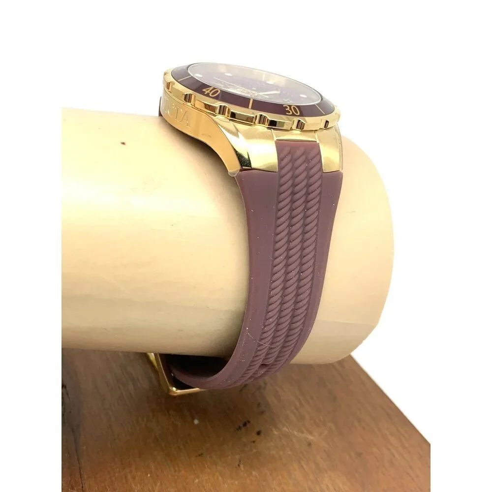 Invicta Women's Watch 17485 Angel Quartz Gold Tone Case Rubber Strap 38mm